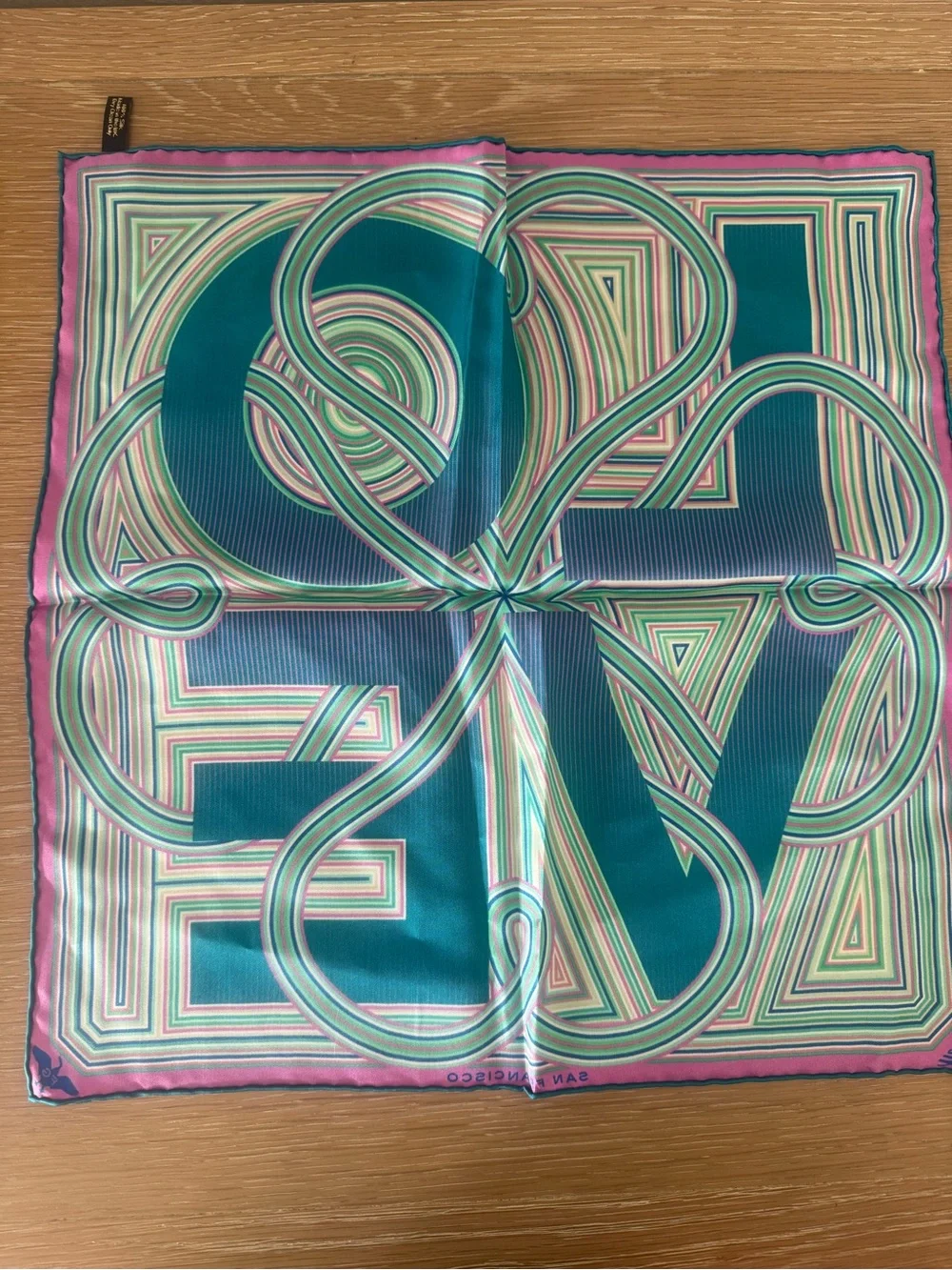 NEW Furious Goose LOVE San Francisco 100% Silk Scarf 16.5” UK